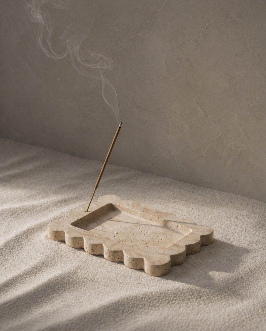 LINE incense holder by Komo Atelier, clean rectangular central well