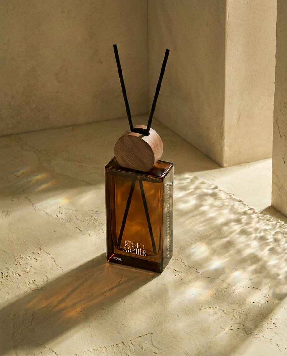 FORM II reed diffuser, two black reeds set in a deliberate V