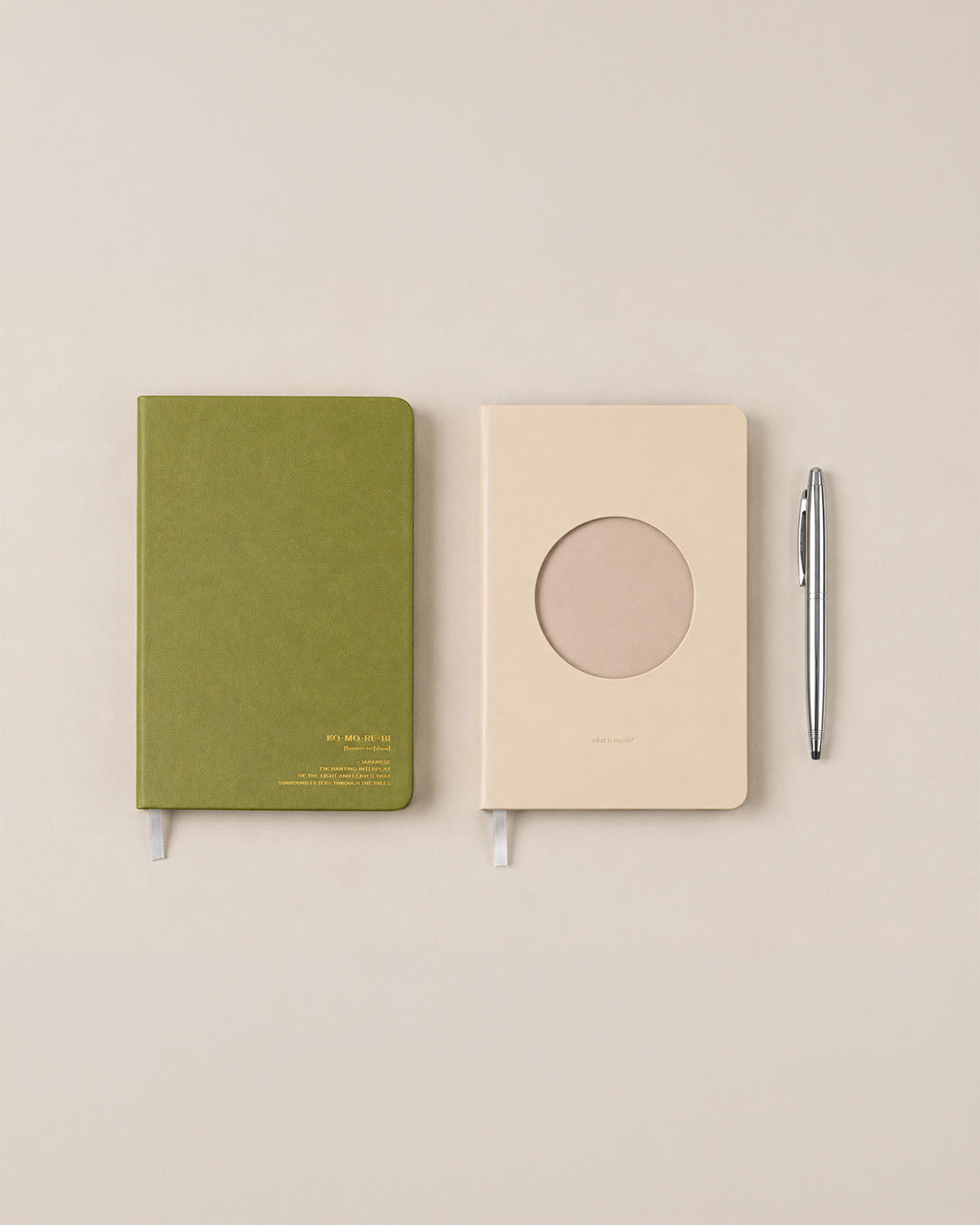 PAUSE writing set, two notebooks with a slim silver pen