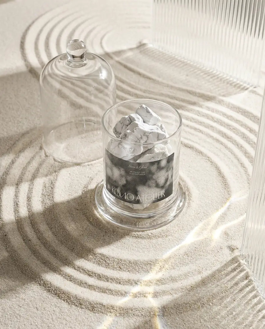 FORM I diffuser by Komo Atelier, glass dome with a dropper of essential oil